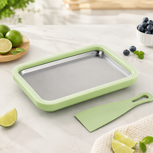 Ice roll plate with spatula