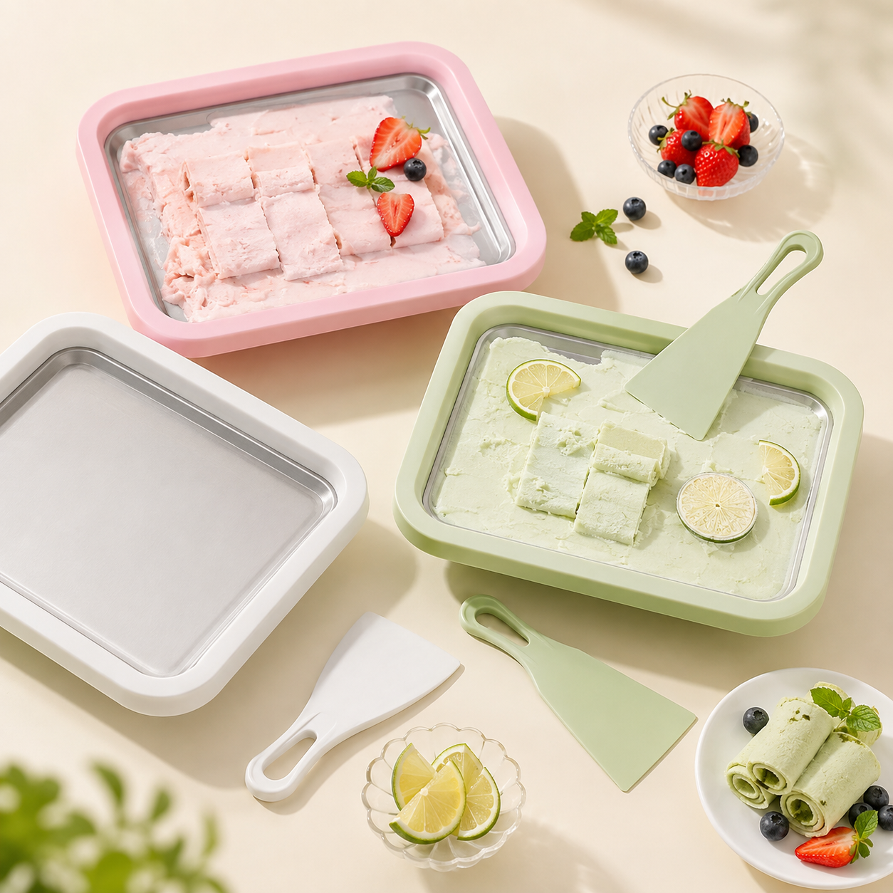Eisrollen mit frischen Früchten
