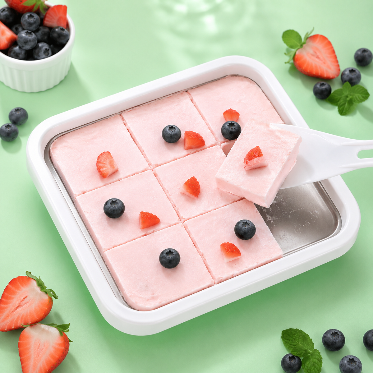 Eis-Rollplatte mit Spatel