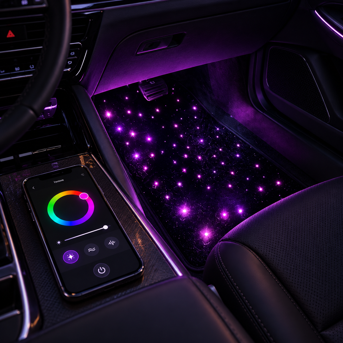 StarGlow™ BUNDLE LED Auto-Fußmatten – Ambientebeleuchtung für Vorder und -Rücksitz