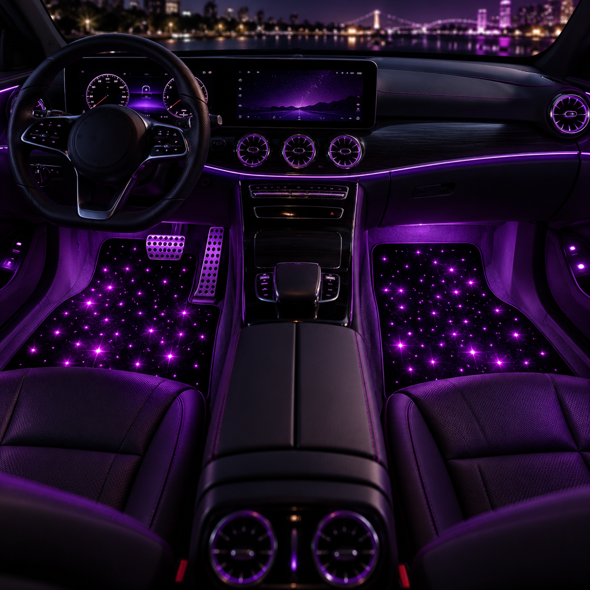 StarGlow™ BUNDLE LED Auto-Fußmatten – Ambientebeleuchtung für Vorder und -Rücksitz
